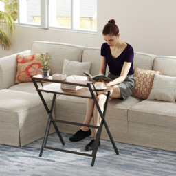 HOMCOM 2 Shelf Foldable Computer Desk Rustic Brown - Size: 86.5 cm x 62 x 70cm - Wilko - thumbnail 4