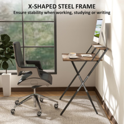 HOMCOM 2 Shelf Foldable Computer Desk Rustic Brown - Size: 86.5 cm x 62 x 70cm - Wilko - thumbnail 7