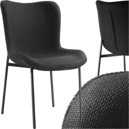 tectake Tessa Black Woven Fabric Padded Dining Chair - Size: 90 x 54 x 62cm - Wilko - thumbnail 3