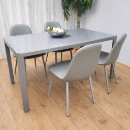 Kosy Koala 4 Seater Leather Glass Dining Set Grey - Multi - Wilko - thumbnail 3