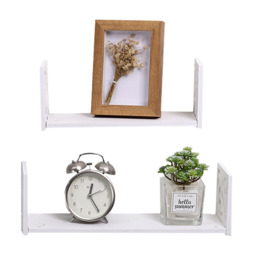 Living and Home 2 Pack White U Shaped Wall Hanging Shelves - Size: 12 x 40 x 12cm - Wilko - thumbnail 4