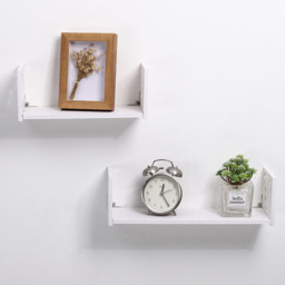 Living and Home 2 Pack White U Shaped Wall Hanging Shelves - Size: 12 x 40 x 12cm - Wilko - thumbnail 6