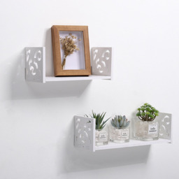 Living and Home 2 Pack White U Shaped Wall Hanging Shelves - Size: 12 x 40 x 12cm - Wilko - thumbnail 5
