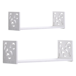 Living and Home 2 Pack White U Shaped Wall Hanging Shelves - Size: 12 x 40 x 12cm - Wilko - thumbnail 1