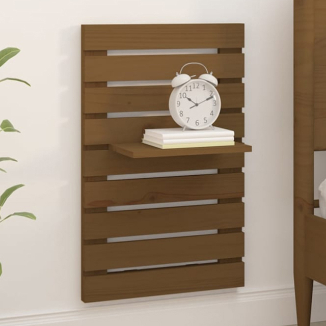 vidaXL Honey Brown Adjustable Wall Mounted Bedside Shelf Set of 2 - Size: 63 x 40 x 17.5cm - Wilko - image 1