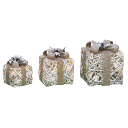 Alpine Lodge 60 LED White Cotton Snowflake Presents Decoration 3 Pack - Size: 15 x 15 x 19cm - Wilko - thumbnail 4