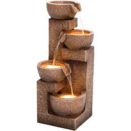 Charles Bentley Danube 4 Tier Natural Stone Effect Cascading Water Feature with LEDs - Size: 54.5 x 26.5 x 26.5cm - Wilko - thumbnail 5