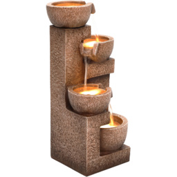 Charles Bentley Danube 4 Tier Natural Stone Effect Cascading Water Feature with LEDs - Size: 54.5 x 26.5 x 26.5cm - Wilko - thumbnail 4