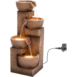 Charles Bentley Danube 4 Tier Natural Stone Effect Cascading Water Feature with LEDs - Size: 54.5 x 26.5 x 26.5cm - Wilko - thumbnail 6