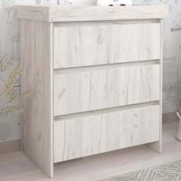 Shefa 880 3 Drawer White Craft Oak Kids Changing Unit - Size: 92 x 80 x 50cm - Wilko - thumbnail 1