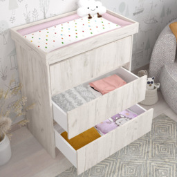 Shefa 880 3 Drawer White Craft Oak Kids Changing Unit - Size: 92 x 80 x 50cm - Wilko - thumbnail 5