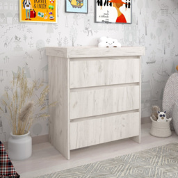 Shefa 880 3 Drawer White Craft Oak Kids Changing Unit - Size: 92 x 80 x 50cm - Wilko - thumbnail 6
