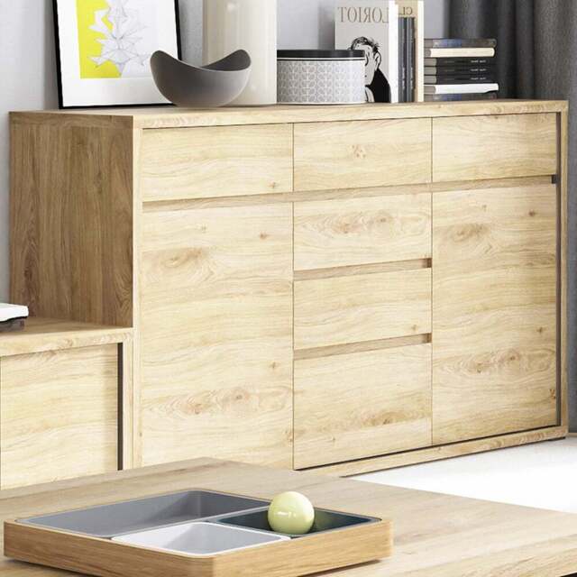 Florence Shetland 2 Door 6 Drawer Cupboard - Brown - Furniture To Go - Wilko - image 1