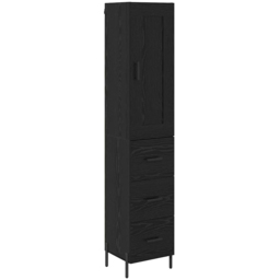 vidaXL Single Door 3 Drawer Black Oak Sideboard - Size: 180 x 34.5 x 34cm - Wilko - thumbnail 3