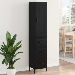 vidaXL Single Door 3 Drawer Black Oak Sideboard - Size: 180 x 34.5 x 34cm - Wilko