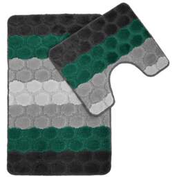 Velosso Hex Stripe Emerald Bath Mat Set - Green - Wilko - thumbnail 1