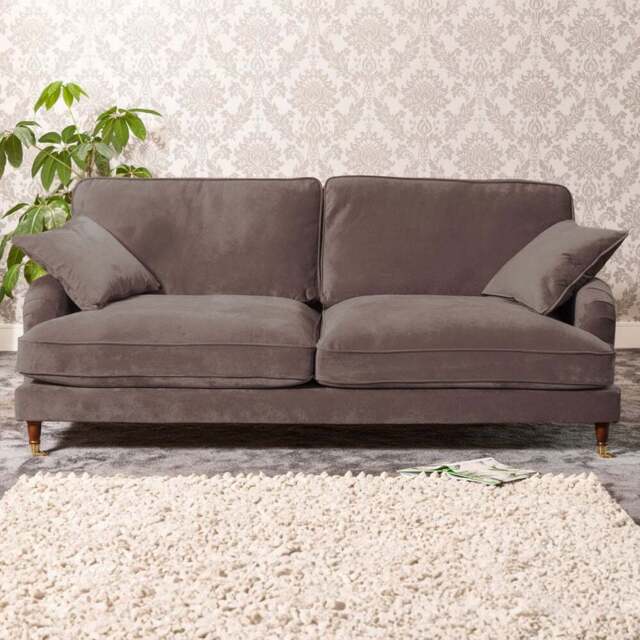 Mackenzie 4 Seater Taupe Plush Velvet Sofa - Artemis Home - Wilko - image 1