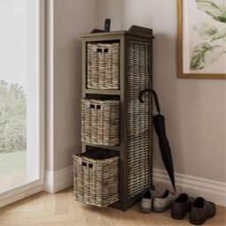 FWStyle Maya Kubu Rattan 3 Drawer Tall Storage Unit - Size: 3 Drawers - Brown - Wilko - thumbnail 6