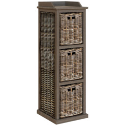 FWStyle Maya Kubu Rattan 3 Drawer Tall Storage Unit - Size: 3 Drawers - Brown - Wilko - thumbnail 3