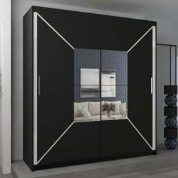 Sliding Wardrobes 4U Nicole 2 Door Black Mirrored Wardrobe 150cm - Wilko - thumbnail 1