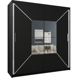 Sliding Wardrobes 4U Nicole 2 Door Black Mirrored Wardrobe 150cm - Wilko - thumbnail 3