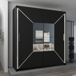 Sliding Wardrobes 4U Nicole 2 Door Black Mirrored Wardrobe 150cm - Wilko - thumbnail 4