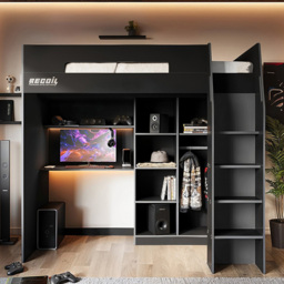Flair Summit Single Black and Grey Gaming High Sleeper - Wilko - thumbnail 4