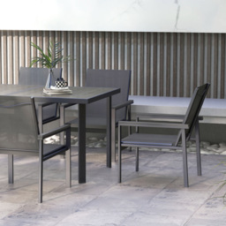 Outsunny 6 Seater Steel Rectangular Garden Dining Set Grey - Wilko - thumbnail 4