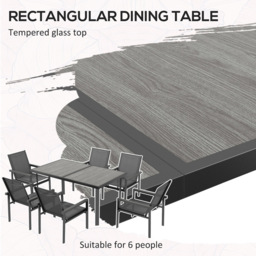Outsunny 6 Seater Steel Rectangular Garden Dining Set Grey - Wilko - thumbnail 6