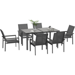 Outsunny 6 Seater Steel Rectangular Garden Dining Set Grey - Wilko - thumbnail 3