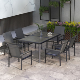 Outsunny 6 Seater Steel Rectangular Garden Dining Set Grey - Wilko