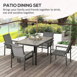Outsunny 6 Seater Steel Rectangular Garden Dining Set Grey - Wilko - thumbnail 7