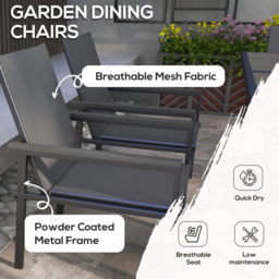 Outsunny 6 Seater Steel Rectangular Garden Dining Set Grey - Wilko - thumbnail 5