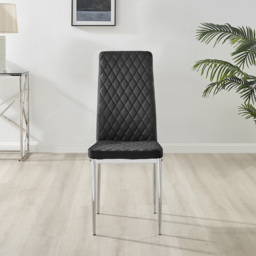 Furniturebox Arona Valera 4 Seater Round Dining Set Black and Chrome - Wilko - thumbnail 6