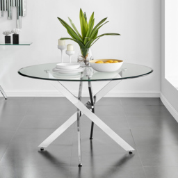 Furniturebox Arona Valera 4 Seater Round Dining Set Black and Chrome - Wilko - thumbnail 3