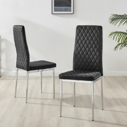 Furniturebox Arona Valera 4 Seater Round Dining Set Black and Chrome - Wilko - thumbnail 4