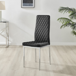 Furniturebox Arona Valera 4 Seater Round Dining Set Black and Chrome - Wilko - thumbnail 5