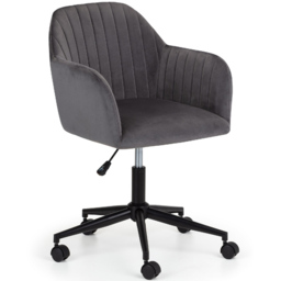 Julian Bowen Kahlo Grey and Black Velvet Swivel Office Chair - Size: 62 x 56 x 96cm - Wilko - thumbnail 3