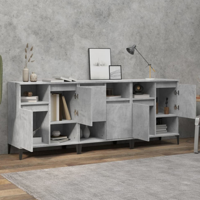 vidaXL 2 Door 2 Shelf Concrete Grey Wooden Sideboard 3 Piece - Size: 70 x 60 x 35cm - Wilko - image 1