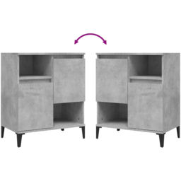 vidaXL 2 Door 2 Shelf Concrete Grey Wooden Sideboard 3 Piece - Size: 70 x 60 x 35cm - Wilko - thumbnail 7