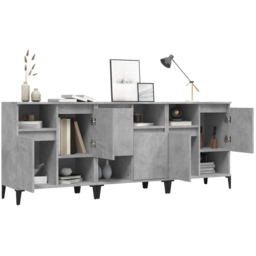 vidaXL 2 Door 2 Shelf Concrete Grey Wooden Sideboard 3 Piece - Size: 70 x 60 x 35cm - Wilko - thumbnail 4