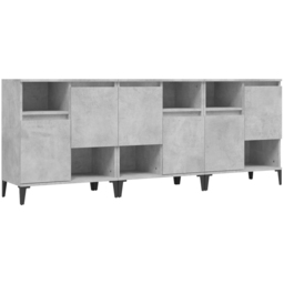 vidaXL 2 Door 2 Shelf Concrete Grey Wooden Sideboard 3 Piece - Size: 70 x 60 x 35cm - Wilko - thumbnail 3