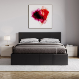 Vida Designs Lisbon Double Black Faux Leather Ottoman Bed Frame - Wilko - thumbnail 4