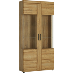 Florence Cortina 2 Doors Grandson Oak Tall Wide Display Cabinet - Size: 37 x 92 x 195cm - Brown - Furniture to Go - Wilko - thumbnail 3