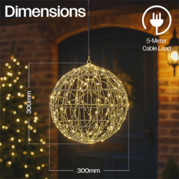 Xmas Haus Shiny Silver 160 Warm White Micro LED Ball Light 30cm - Size: 300 x 300 x 300cm - Wilko - thumbnail 6