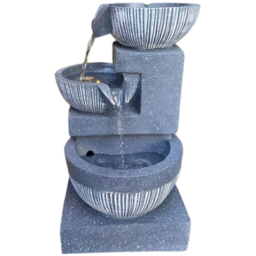 Tranquillity 3 Bowl Pour Solar Powered LED Water Feature - Size: 46 x 28 x 26cm - Grey - Wilko - thumbnail 1