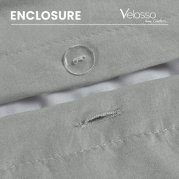 Velosso Washed Linen Look King Size Silver Duvet Set - Grey - Wilko - thumbnail 6