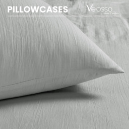 Velosso Washed Linen Look King Size Silver Duvet Set - Grey - Wilko - thumbnail 5