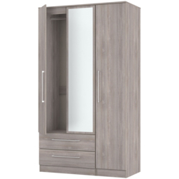 Crowndale Worcester 3 Door 2 Drawer Grey Oak Tall Mirror Wardrobe Ready Assembled - Wilko - thumbnail 5