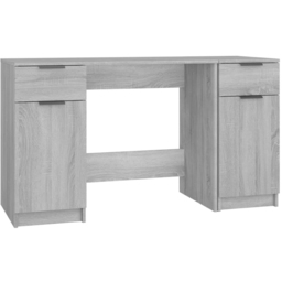 vidaXL 2 Door 2 Drawer Computer Desk Grey Sonoma - Size: 75 x 133.5 x 50cm - Wilko - thumbnail 3